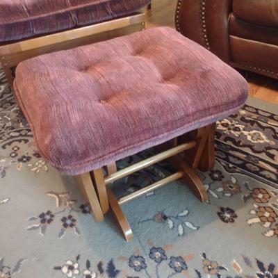 Maple Framed Tufted Cushion Glider Chair with Matching Ottoman