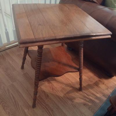 Vintage Oak Turned Leg Accent Table