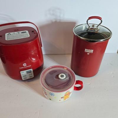 Kitchen Appliance & Container Trio – Cook’s Essentials rice steamer, Kuhn Rikon Deep Frier & lidded soup container