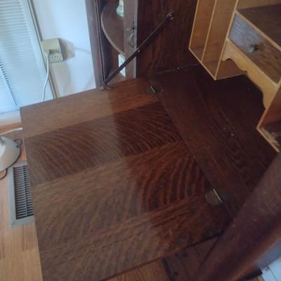 Antique Victorian Drop Front Secretary with Bow Front Side Hutch (No Contents)