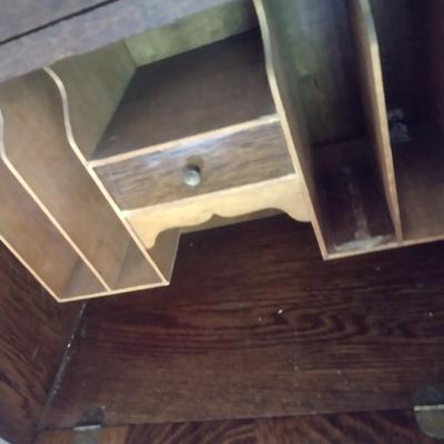 Antique Victorian Drop Front Secretary with Bow Front Side Hutch (No Contents)