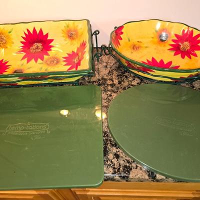 Temp-tations Presentable Ovenware Set – Sunflower Floral Pattern (8 Pieces)