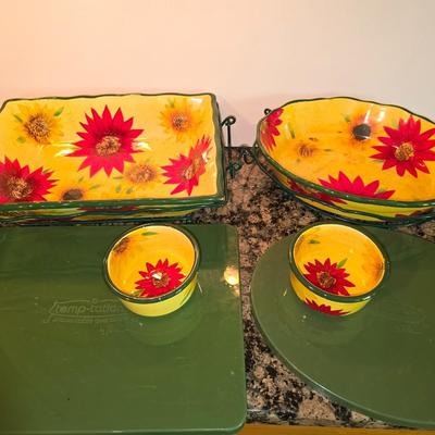 Temp-tations Presentable Ovenware Set – Sunflower Floral Pattern (8 Pieces)