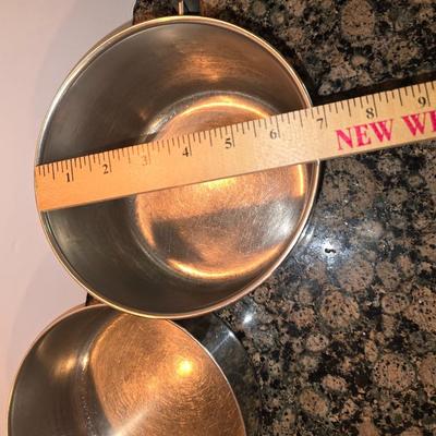 3-Piece Cookware Lot – 2 Stainless Steel Pots w/ Lids + Wagner Cast Iron Skillet