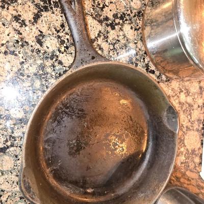 3-Piece Cookware Lot – 2 Stainless Steel Pots w/ Lids + Wagner Cast Iron Skillet