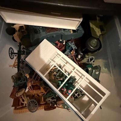 Lot of games, army men and building toys