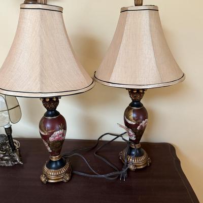 Pair of pretty painted lamps