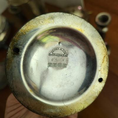Silverplate Lot Candle Sticks, Cream & Sugar , Server Bowl