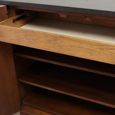 Mid Century Broyhill Sculptra Walnut And Slate Buffet Chest