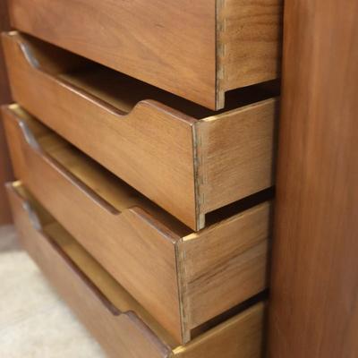 Mid Century Broyhill Sculptra Walnut And Slate Buffet Chest
