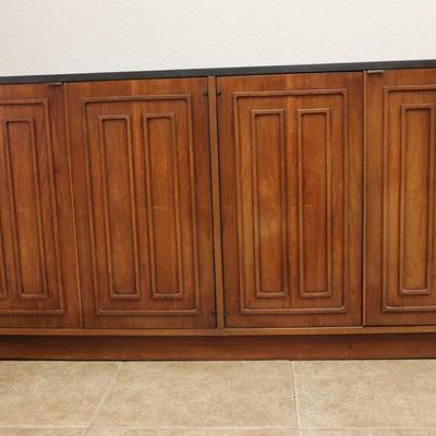 Mid Century Broyhill Sculptra Walnut And Slate Buffet Chest