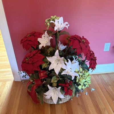 Red and white silk flowers
