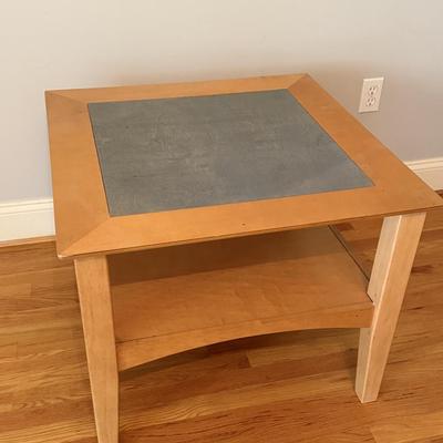 Square wood side table with shelf