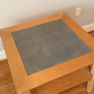 Square wood side table with shelf