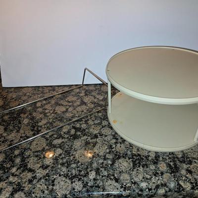 Kitchen Cabinet Organizers Lot – Dish Rack + Tiered Turntable + Lid Rack