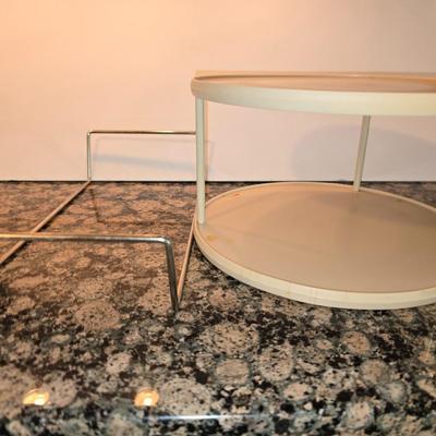 Kitchen Cabinet Organizers Lot – Dish Rack + Tiered Turntable + Lid Rack