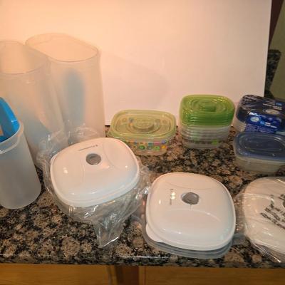 Kitchen Storage & Container Lot – Food Savers, Cereal Bins & More