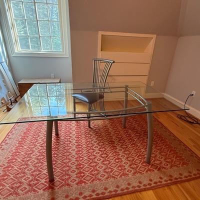 Glass desk and chair