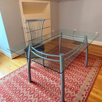 Glass desk and chair