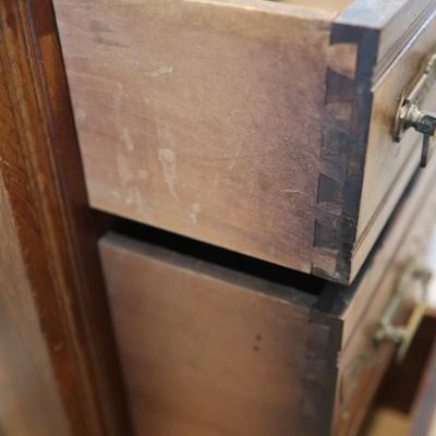 Vintage Wood Cabinet Base – Carved Details & Dovetail Drawers