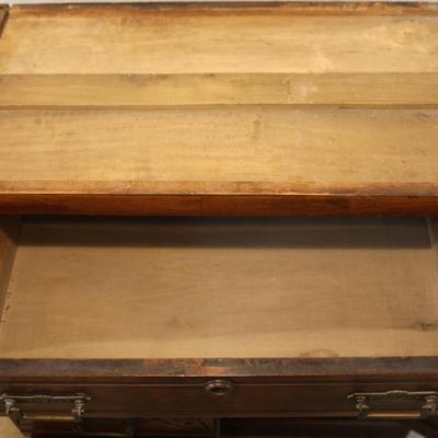 Vintage Wood Cabinet Base – Carved Details & Dovetail Drawers