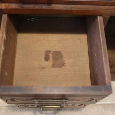 Vintage Wood Cabinet Base – Carved Details & Dovetail Drawers