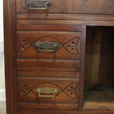 Vintage Wood Cabinet Base – Carved Details & Dovetail Drawers