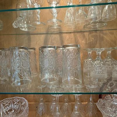 Lot of heavy tall drink glasses and goblets