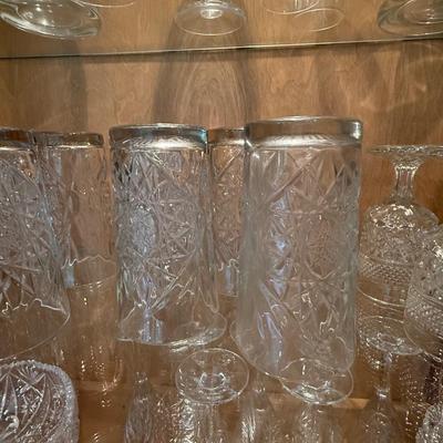Lot of heavy tall drink glasses and goblets