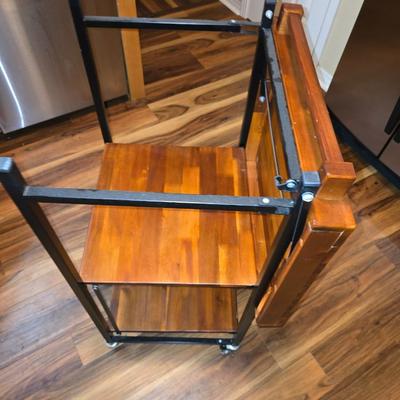 Nice Rustic Wood & Metal Rolling Kitchen Cart – 3-Tier Utility Island