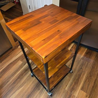 Nice Rustic Wood & Metal Rolling Kitchen Cart – 3-Tier Utility Island
