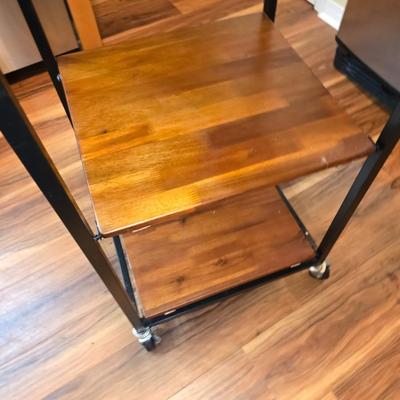 Nice Rustic Wood & Metal Rolling Kitchen Cart – 3-Tier Utility Island