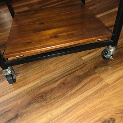 Nice Rustic Wood & Metal Rolling Kitchen Cart – 3-Tier Utility Island