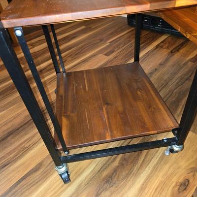 Nice Rustic Wood & Metal Rolling Kitchen Cart – 3-Tier Utility Island