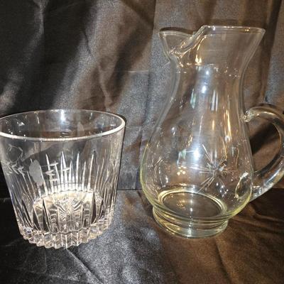 Glass Beverage Set – Pitcher, Glass ice bucket + 6 matching Glasses