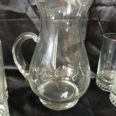 Glass Beverage Set – Pitcher, Glass ice bucket + 6 matching Glasses