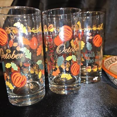 Vintage Fall Harvest Drinkware & Ceramic Serving Set – 8 Pc