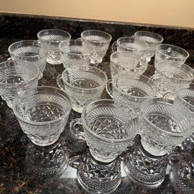 Punch bowl and mugs with pretty glass tray