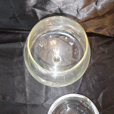 Mixed Glassware Lot – Brandy Snifters, Heavy glass ashtray, & Shot Glasses