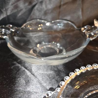 Vintage Clear Glass Trio – Divided Dish, Decorative Swan & Floral Bowl (3 Pc)