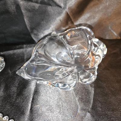 Vintage Clear Glass Trio – Divided Dish, Decorative Swan & Floral Bowl (3 Pc)