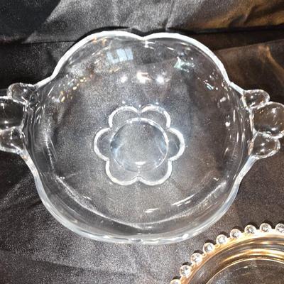 Vintage Clear Glass Trio – Divided Dish, Decorative Swan & Floral Bowl (3 Pc)