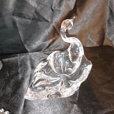 Vintage Clear Glass Trio – Divided Dish, Decorative Swan & Floral Bowl (3 Pc)