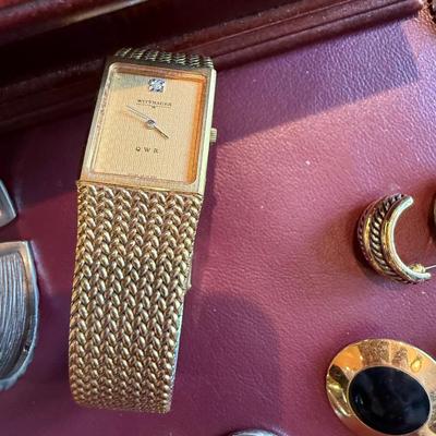 Jewelry box, beautiful watches and earrings
