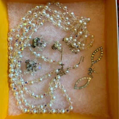 Stunning antique crystal and pearl necklaces and bracelets