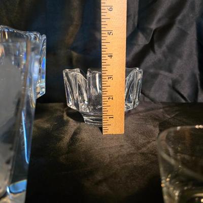 Lot of 6 Heavy Clear Glass Pieces – Modern Geometric Collection
