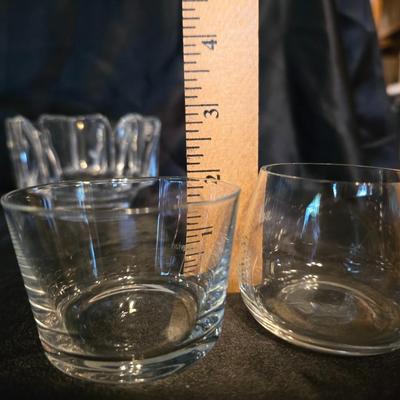 Lot of 6 Heavy Clear Glass Pieces – Modern Geometric Collection