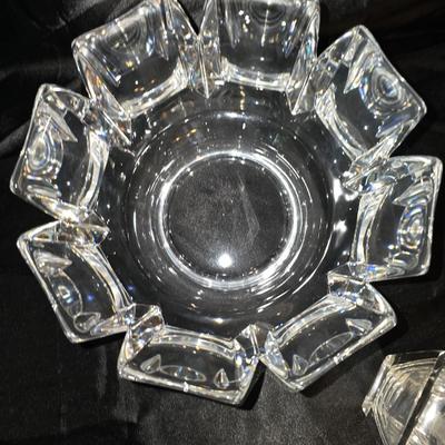 Lot of 6 Heavy Clear Glass Pieces – Modern Geometric Collection