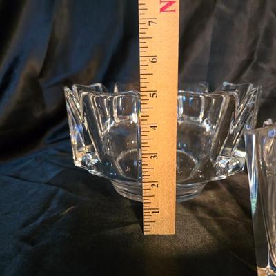 Lot of 6 Heavy Clear Glass Pieces – Modern Geometric Collection