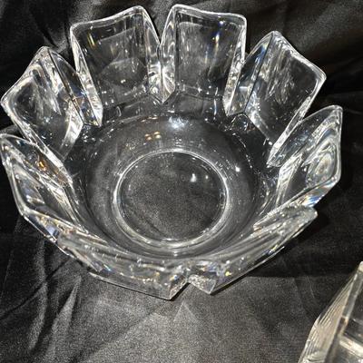 Lot of 6 Heavy Clear Glass Pieces – Modern Geometric Collection